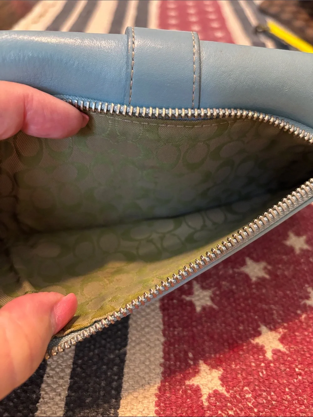 Vintage Coach Legacy Light Blue Leather Buckle Wallet